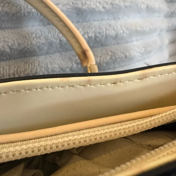 Y2K Beijo Black and Cream Patent Shoulder Tote with Gold Charm - Picture 12 of 12